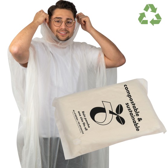 Compostable rain poncho