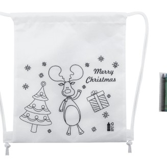 Colouring Christmas drawstring bag